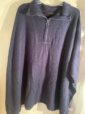 Lane Bryant Navy Blue Zip-Front Chunky Knit Sweater